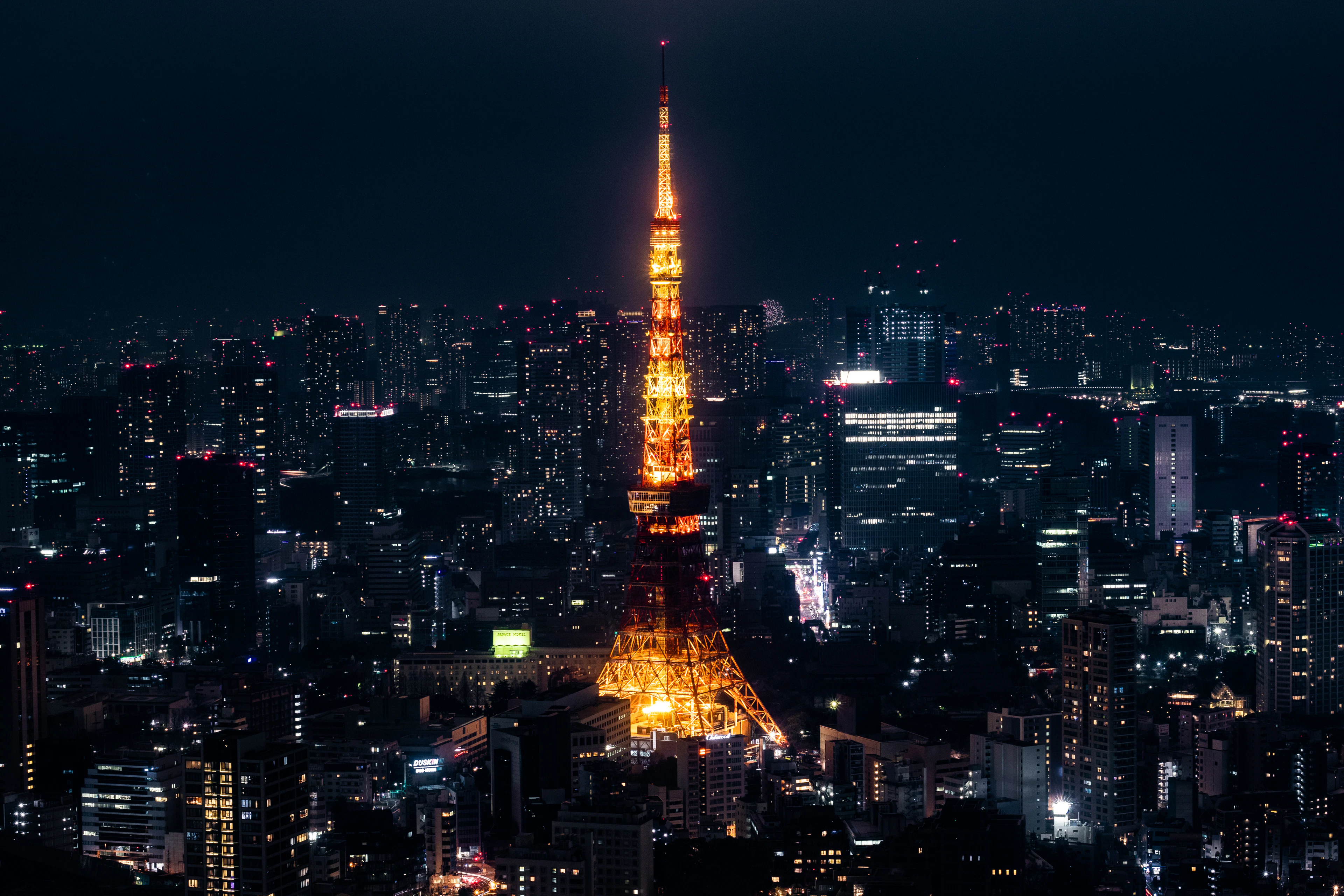 concrete building at night