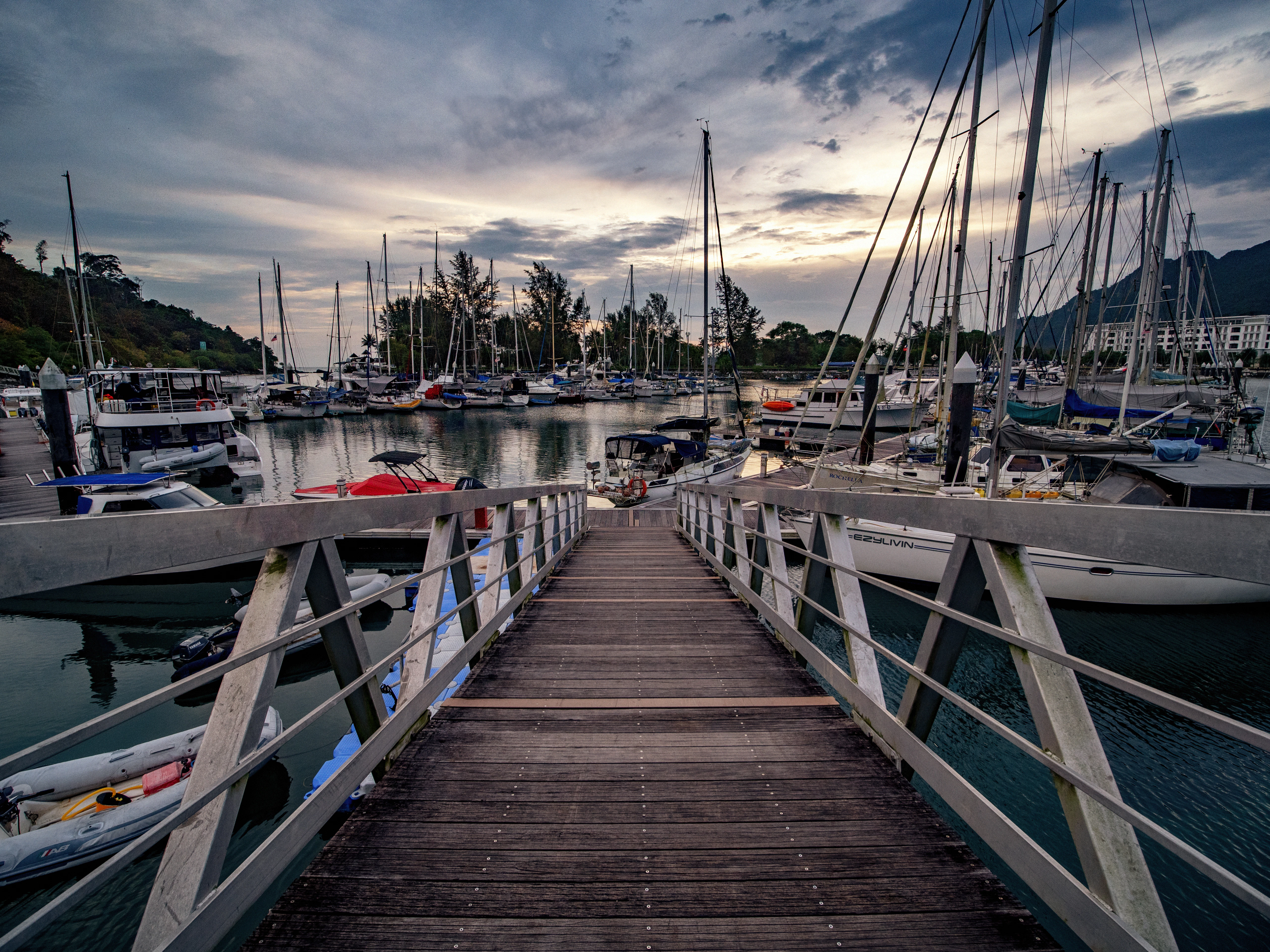 a dock with many boats