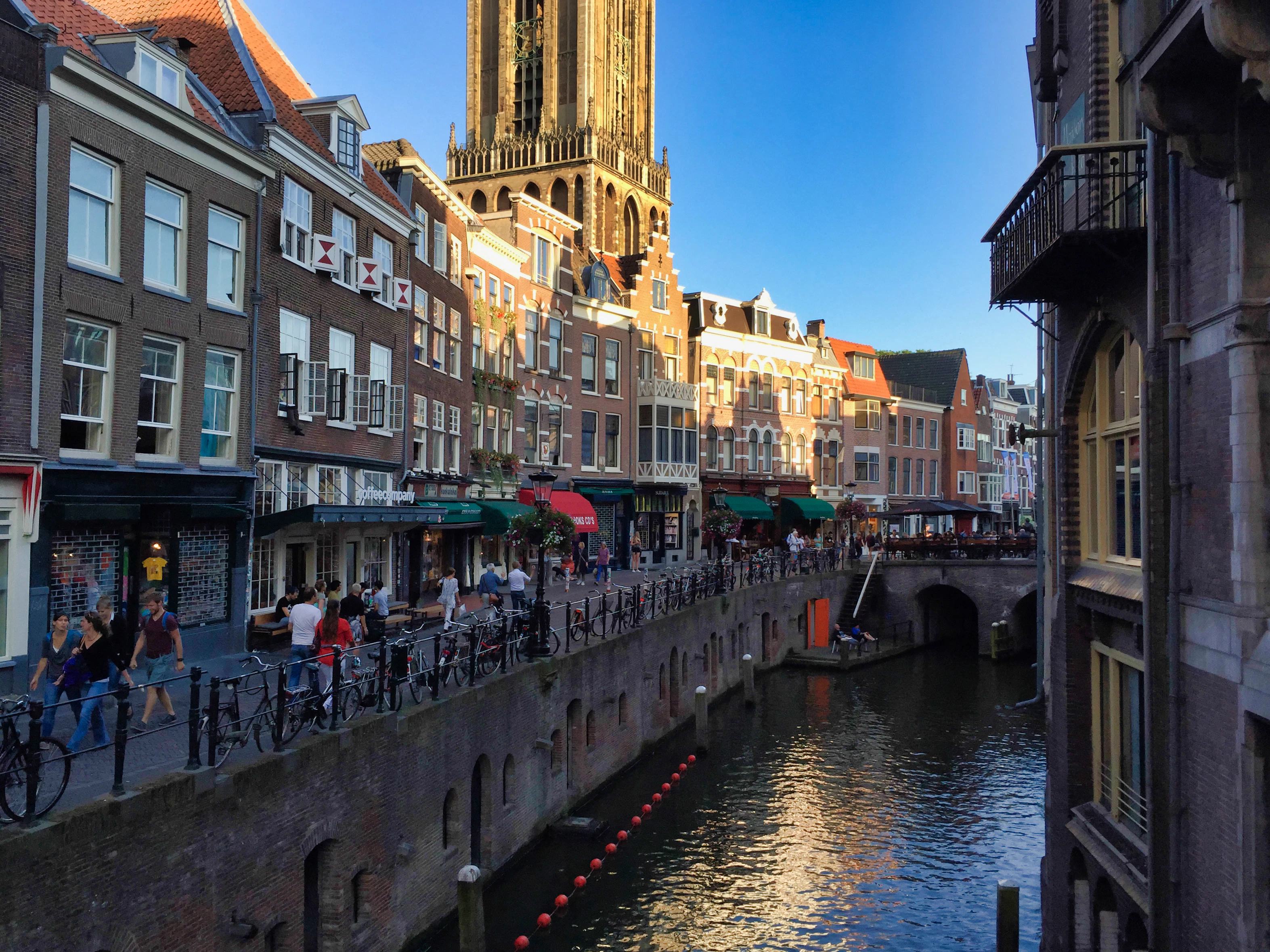 people walking on sidewalk beside river during daytime