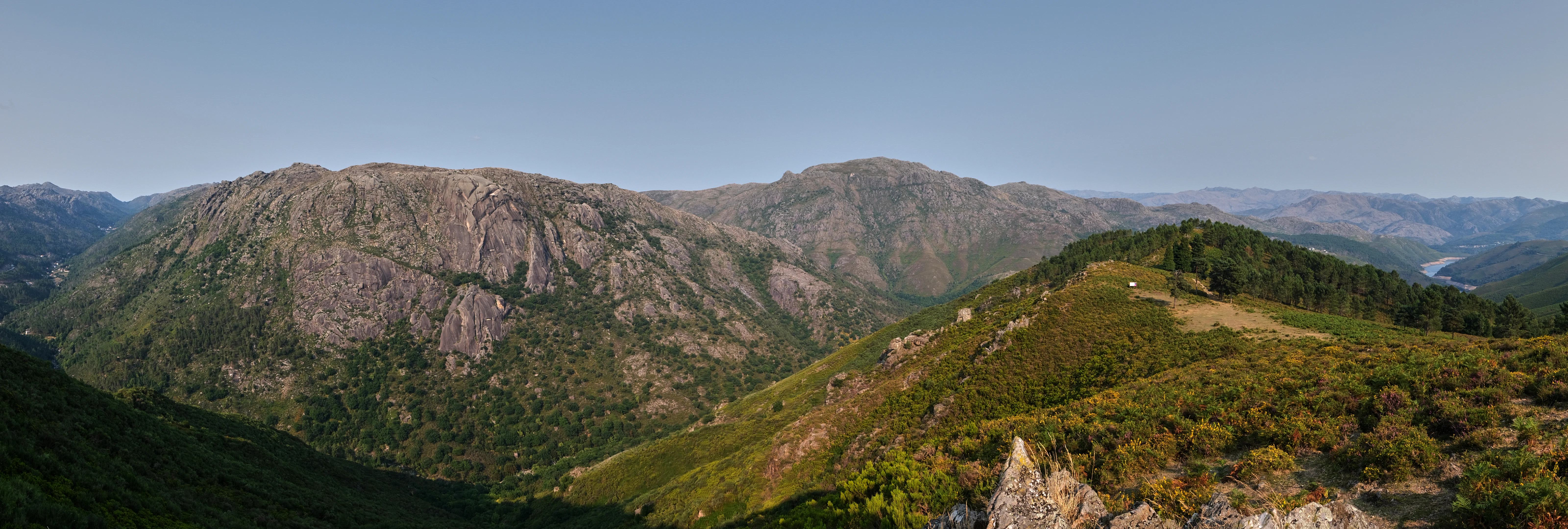 a landscape with hills and trees